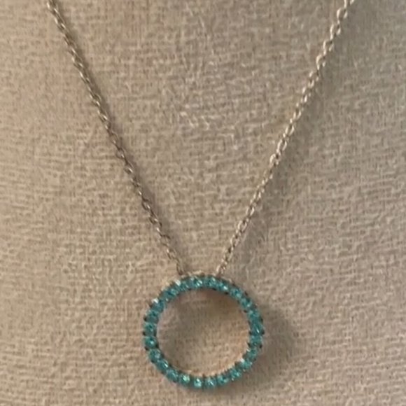 Blue Crystal Circle Necklace - Picture 1 of 4